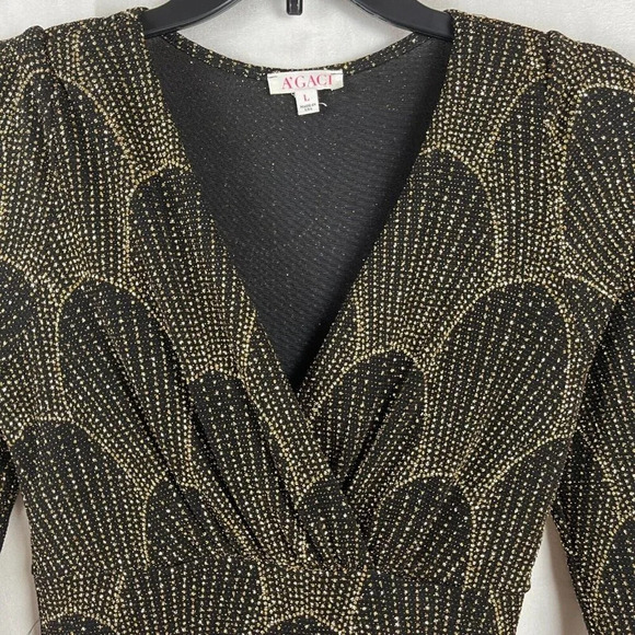 A'gaci Women Long Sleeve V Neck Bodycon Dress Size L - Picture 6 of 9